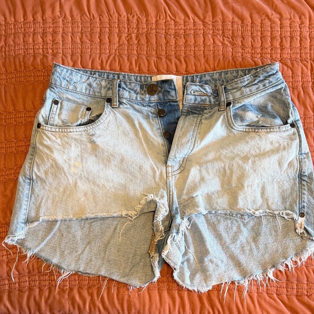One Teaspoon Light Blue Distressed Jean Shorts